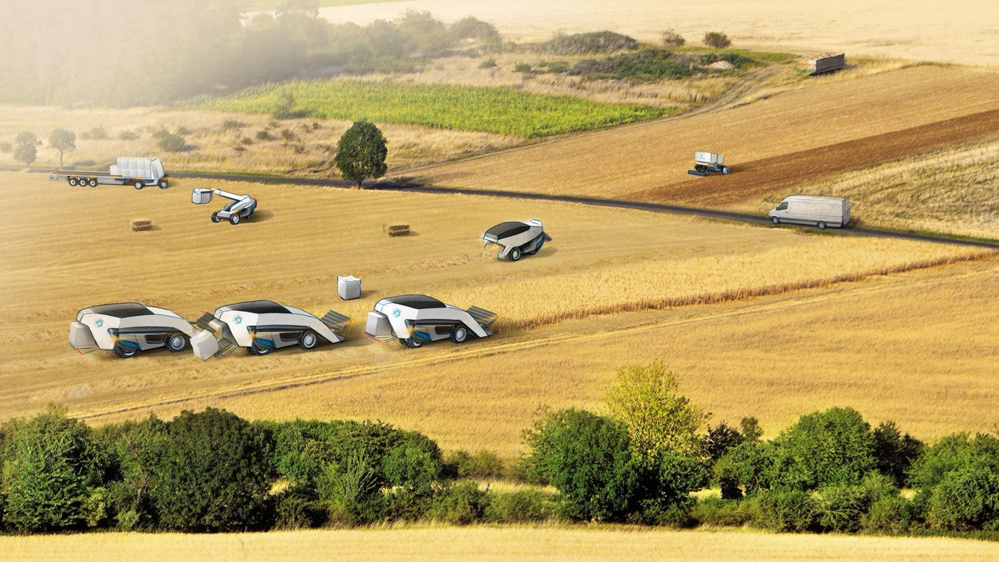Eine Flotte autonomer circon-Fahrzeuge bei der Ernte