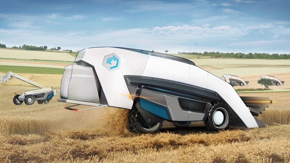 Ein autonomer circon-Erntewagen im Kornfeld