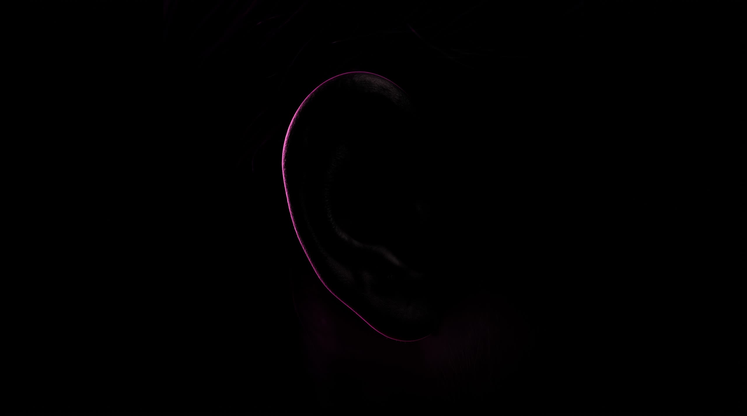 Ein Ohr, magenta umrissen